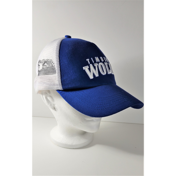 Men's Timber Wolf Advertising Cap Hat Blue White Mesh Sides Adjustable - Picture 3 of 7